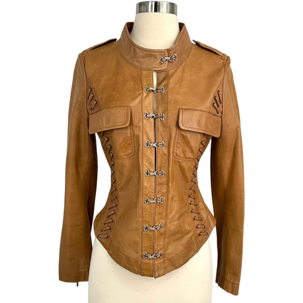 Barbara Bui Tan Leather Jacket
